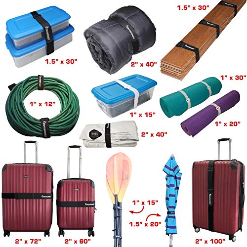 Elastic Reusable Cinch Straps 1.5" x 30" - 6 Pack Multipurpose Quality Hook and Loop Securing Straps - size: 1.5" x 30"