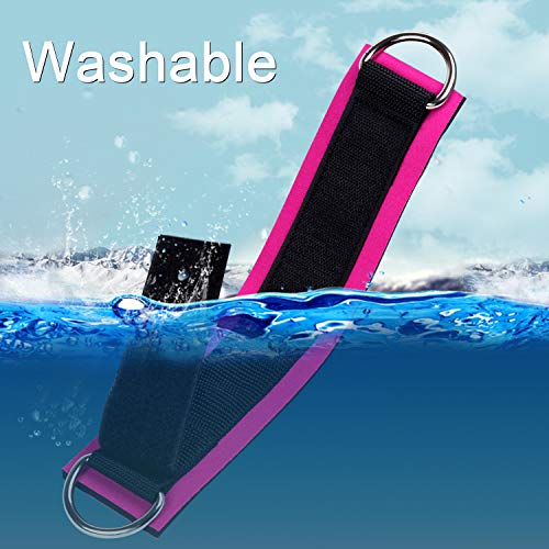 1 Pair Adjustable Fitness Ankle Strap with Double D-Ring - color: Hot Pink