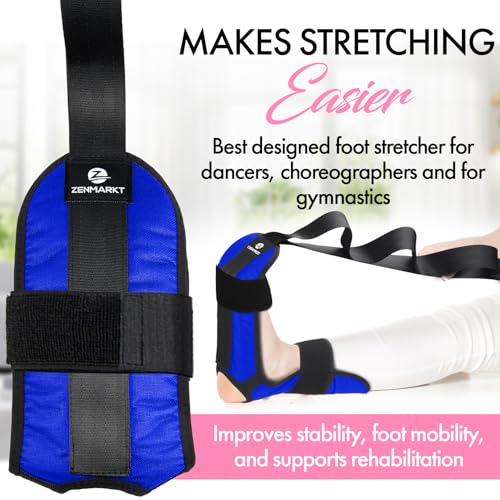 Foot and Calf Stretcher Strap for Physical Therapy and Flexibility - color: Blue