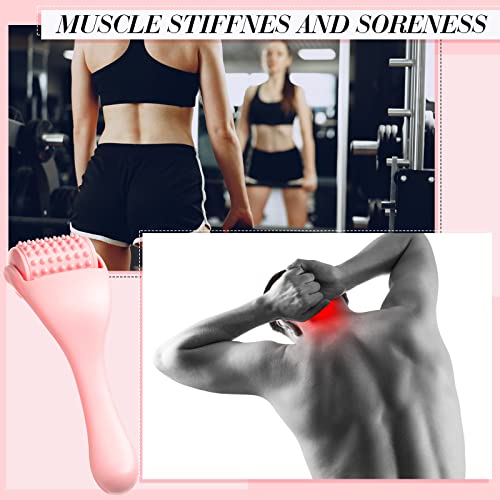 Tondiamo 2 Pcs Muscle Roller Portable Massager Roller, Pink, Silicone - color: Pink, style: Silicone