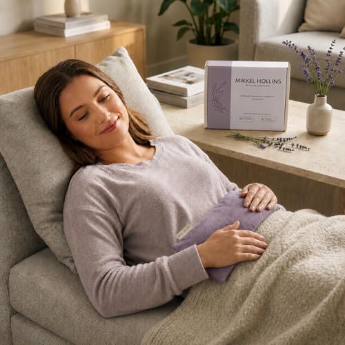 Microwavable Heating Pad with Lavender & Flaxseed, Hot & Cold Therapy, Heat Pad for Back, Neck, Shoulder, Knee, Leg & Menstrual Cramp Relief, Washable Cover, Mini Lavender Bag Gift, One Size Fits All - color: Purple