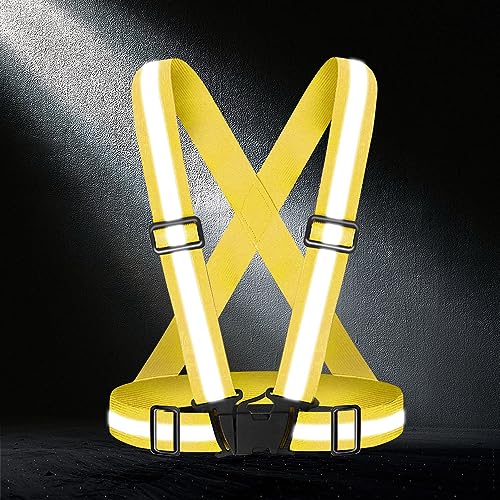Reflective Vest Running Gear High Visibility Safety Vest Strap for Night - color: Golden Yellow