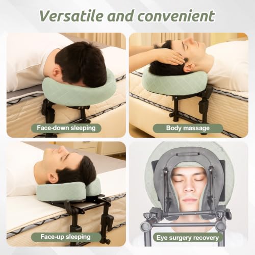Massage Headrest for Bed, Head Holder & Face Cradle with Face Down Pillow - color: Green, size: Full
