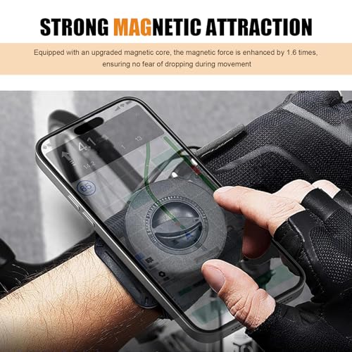 Wristband Phone Holder, Solid Support Hands-Free Phone Mount for Running Cycling Sport, Adjustable Elastic Strap Navigation Holder, Quick Pickup Placement Anti-Drop Design Accessory (Black)