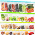 SPLF 32 Pack Reusable Food Storage Bags Dishwasher Microwave Safe - size: 32 Pack-8 Gallon 8 Half Gallon 8 Sandwich 8 Snack