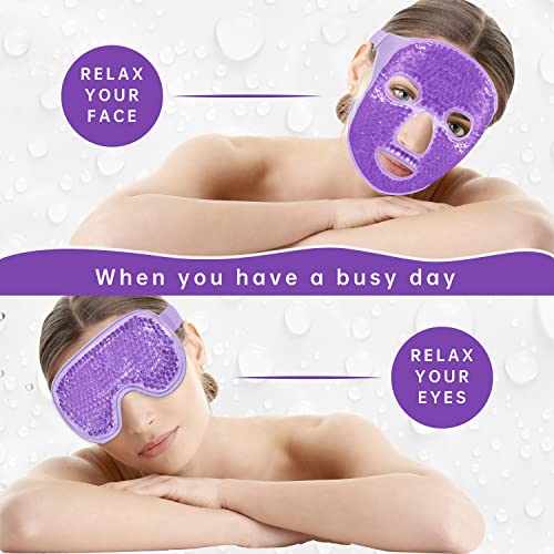 ZNÖCUETÖD Cooling Mask Ice Pack for Face Eye, Hot Cold Compress for Face - color: Purple-#2