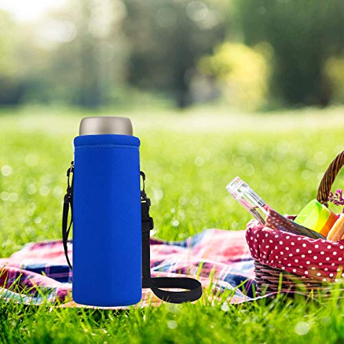 AUPET Water Bottle Sling Bag Carrier Crossbody Sleeve,Insulated Neoprene Bottle Case Holder Pouch Cover 500ML/17oz with Shoulder Strap for Walking Women Men - color: Pure Blue