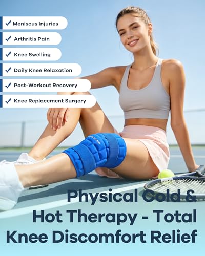 Knee Ice Pack Wrap for Pain Relief, 120-Min Long-Lasting & No Condensation