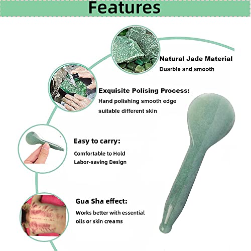 Jade Gua Sha Massage Tools Facial Tool Natural Green Gua Sha Anti Aging Facial Skin SPA for Rejuvenate Skin Anti-Wrinkle Anti Aging - style: C