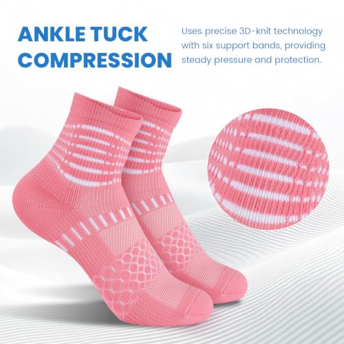 IRAMY Ankle Compression Socks Women Men Plantar Fasciitis Relief 3/5 Pairs - color: Cyan+light Blue+rose Red+purple+pink(5 Pairs), size: Medium