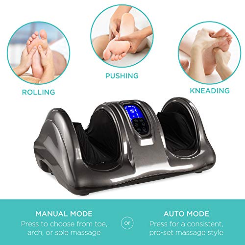 Best Choice Products Shiatsu Foot Massager for Pain Relief, Plantar Fasciitis, Neuropathy, Blood Circulation, Remote Control w/Compact Design - Gray - color: Gray
