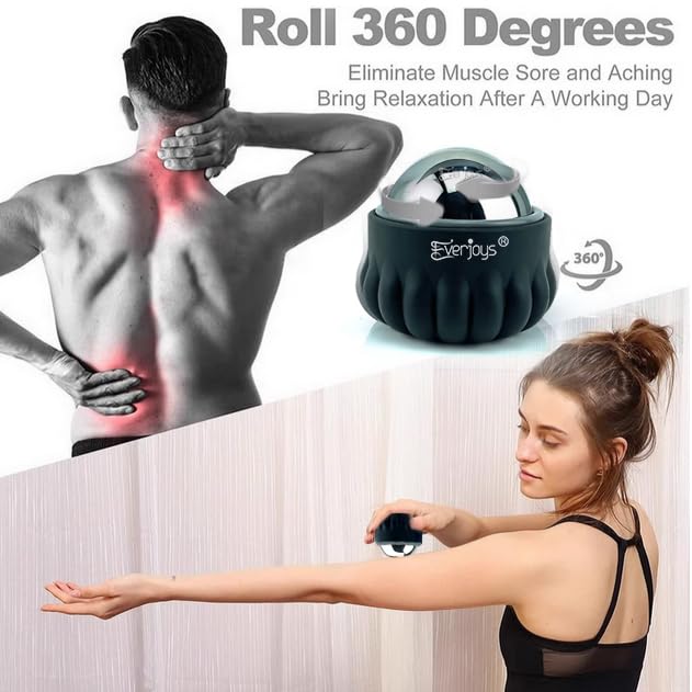 Massage Ice Roller Ball Cold & Heat Therapy Tissue Relief Muscle Recovery - color: Black and Gray