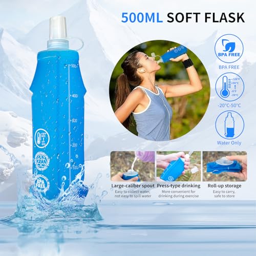 Hydration Running Vest for Women Men,Lightweight Breathable Reflective Hydration Pack with 500ml Water Bottle,Hydration Vest Pack Backpack for Hiking,Camping,Trail Running,Cycling,Race,Marathon