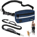 PetAmi Hands Free Dog Leash Waist Belt Bag Fanny Pack, Single, Heather Navy - color: Navy, size: 1 Leash