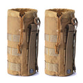 Upgraded Sports Water Bottles Pouch Bag, Tactical Drawstring Molle Water Bottle Holder Tactical Pouches, Travel Mesh Water Bottle Bag Tactical Hydration Carrier - color: Tan-2Pack