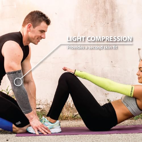 Zensah Compression Arm Sleeves - Made in USA, Thermal Arm Warmers for Cycling and Running with UV Sun Protection - color: Heather Grey, size: Large-X-Large