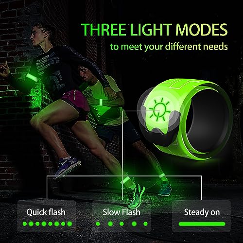 2 Pack LED Armband - Rechargeable Running Lights with Reflective Gear, High Visibility LED Wristband Lights - color: green