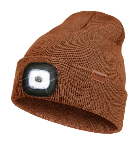 LED Beanie with The Light, Unisex Gifts for Men Dad Husband Him - color: Dark Orange