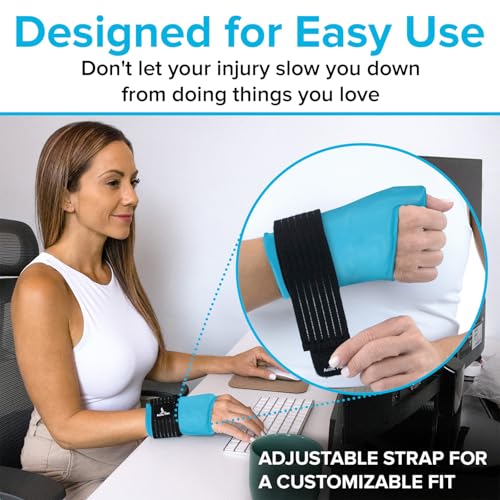 Arctic Flex Wrist & Thumb Ice Pack Wrap - Extra Strength Hot & Cold Therapy - color: Blue, size: Small