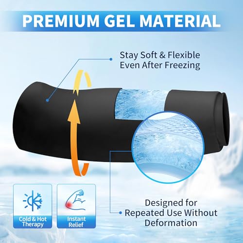 CAMBIVO Reusable Ice Pack Sleeve for Elbow – Hot & Cold Therapy Compression Brace for Tendonitis, Tennis Elbow, Bursitis, Arthritis, Arm & Calf Injuries, Pain Relief, Workout Recovery