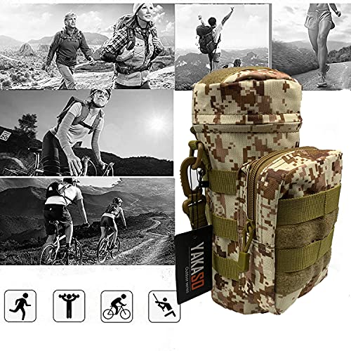 Tactical Molle Water Bottle Holder Pouch Hydration Carrier Bag Tactical EDC Water Bottle Carrier with Detachable Shoulder Strap for Hiking Camping Outdoor Sport Travel - color: Desert Digital