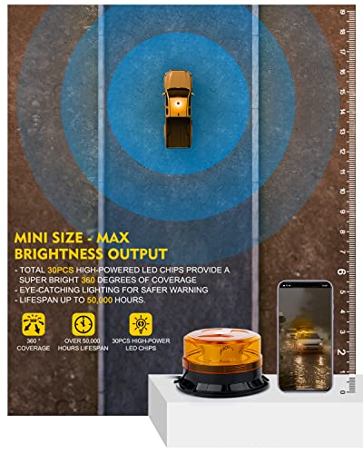 LUMENIX Amber LED Rooftop Warning Beacon Strobe Light for Trucks - color: Amber