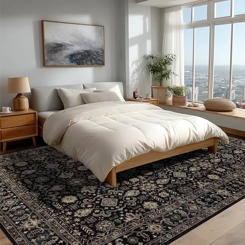 Ruaruarug Washable Area Rug 8×10 for Living Room, Ultra Soft, Black Gold - color: Black Gold, size: 8' x 10' (Rectangular)