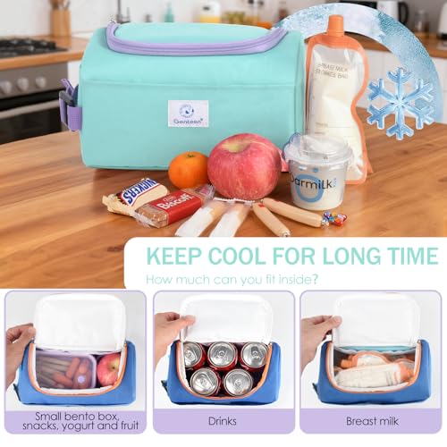 Genteen Small Cooler Bag with Ice Pack,Insulated Lunch & Snack Tote - color: Light Green