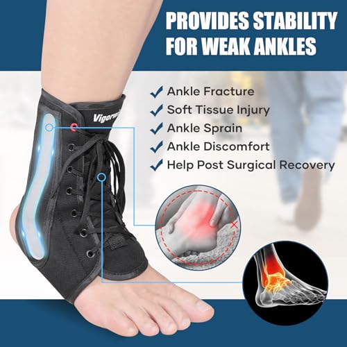 Lace up Ankle Brace 1Pcs Ankle Stabilizer Brace for Men Women M - color: Dark Black, size: Medium