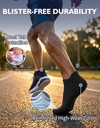 CLOSEMATE Mens Athletic Ankle Socks Cushioned Cotton 7 Pairs - color: 7black, size: 9-12
