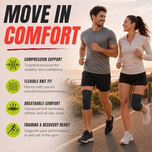 UFlex Athletics Knee Brace Sleeve Men & Women - color: Black