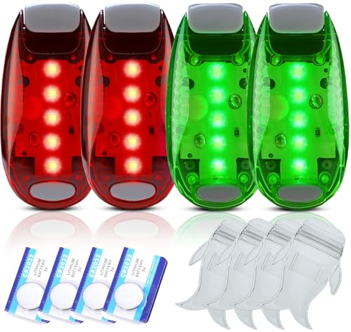 Amzonly 4Pack Kayak Lights with IPX8 Fish-shaped Waterproof Bag, Battery Operated Navigation Lights for Night Kayaking, Clip on for Paddle board, Pontoon Boat, Dinghy, Canoe, Jetski, Kayak Accessories - color: 02 2Green-2Red
