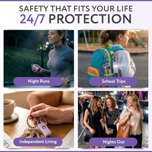 HOOTIE Personal Safety Alarm for Women, Men and Kids — 130dB Personal Alarm Keychain, Pull Pin Safety Alarm Keychain with Strobe Light, Self-Defense Alarm for Campus, Travel and Running — Lavender - color: Lavender