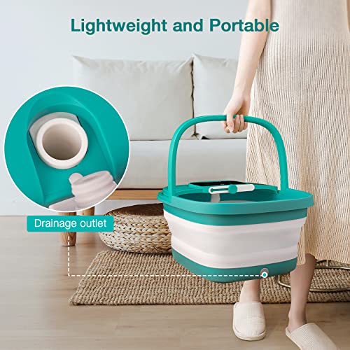 HOSPAN Collapsible Foot Spa, Foot Bath Massager with Heat, Bubble & Massage - color: Sky Blue