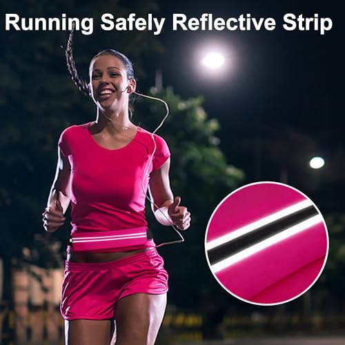 Running Belt Fanny Pack Men and Women Slim Running Bag Money Belt - color: Bright Red