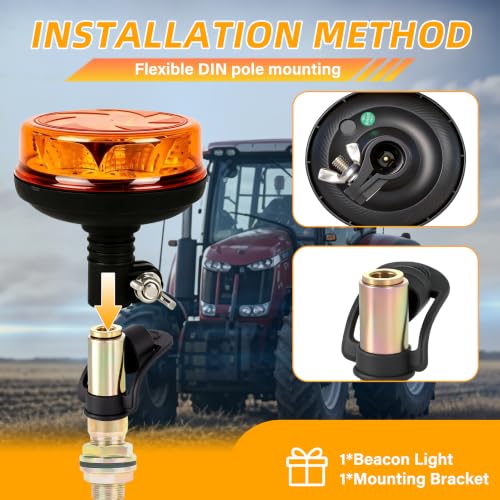 1Pcs Led Beacon Light Amber Strobe Lights with I Shape Metal Bracket - color: Beacon Light +I Shape Bracket