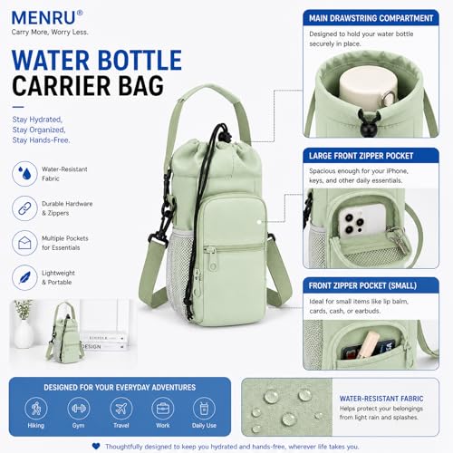 2 Pack Water Bottle Holder Bag with Strap for 30-40 Oz Bottles - color: black and green