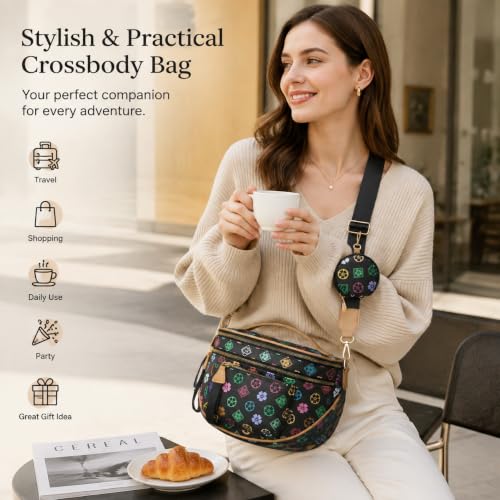 Makes Checkered Crossbody Bag Bum Bag for Women with Pouch - color: Triblack