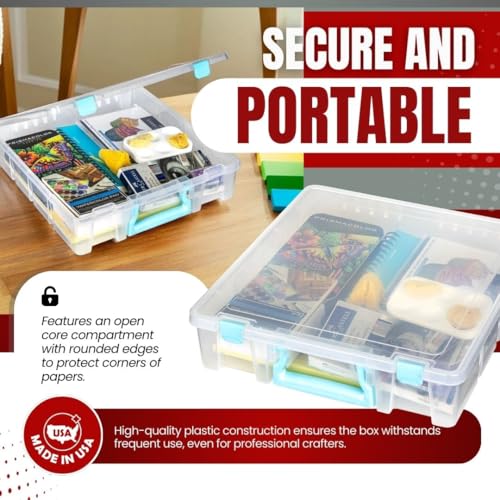 ArtBin Super Satchel 1-Compartment Craft Storage Box, Clear - color: Aqua Accents