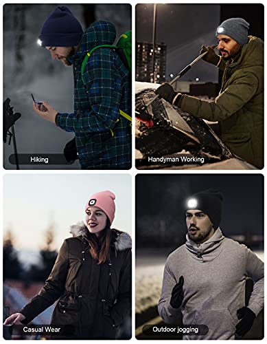 LED Beanie with The Light, Unisex Gifts for Men Dad Husband Him - color: Brown