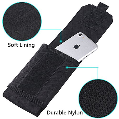 Tactical Molle Phone Holster Pouch, Universal Belt Waist Bag for iPhone 18 Pro Max/17 Pro/17/16 Pro Max/15 Pro Max/14 Pro Max/13, Samsung S26 Ultra/S25/S24, Size L - color: Black(1 Pack)