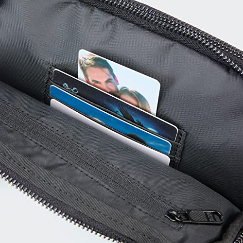 Pander Nylon Fanny Pack Belt Bag for Women with 5 Zipper Pockets, Black - color: Black Polyester