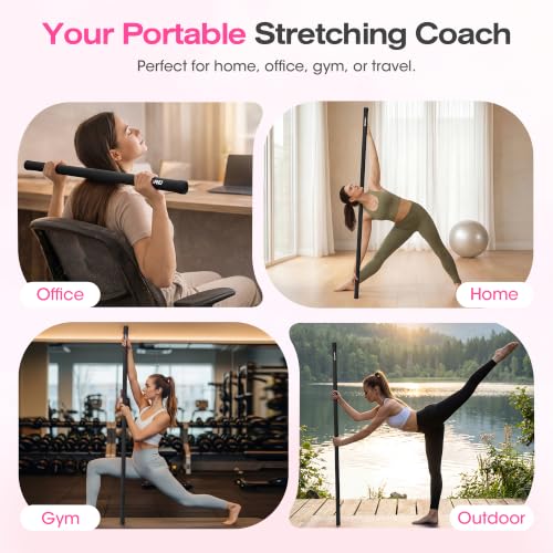 Yoga Stick, Mobility Stick for Stretching, Adjustable Exercise Stick - color: Black