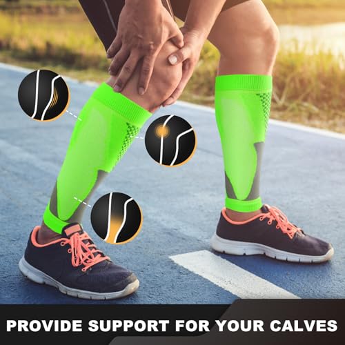 Junely 3 Pairs Calf Compression Sleeve for Men and Women - color: Orange Yellow Grey