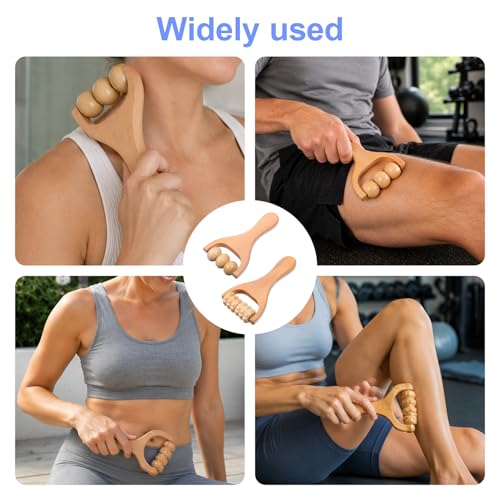 Wooden Massage Roller 2 Pcs 3 Bead 2 Gear