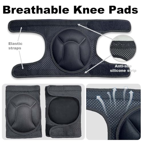 Garden Knee Pads for Women Men, Breathable & Elastic Straps, Black L,1 Pair - color: Black, size: Large