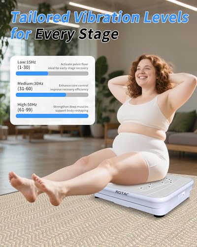 ROTAI Vibration Plate Exercise Machine for Lymphatic Drainage Massager & Weight Loss, 400 lbs Capacity Whole Body Vibrating Shake Plate Workout for Women and Men - color: Light Grey