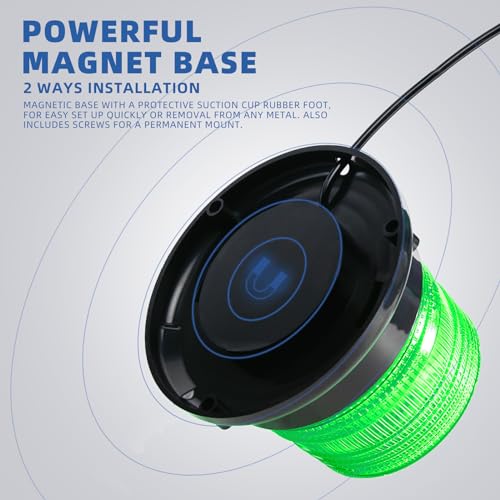Green Rooftop Beacon Strobe Lights w/Magnetic Base, 1-Pcs - color: 1× Green