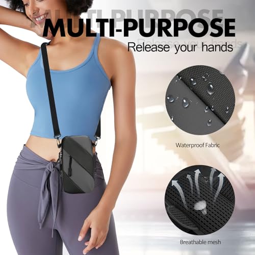 Armband Cell Phone Holder for Running,Crossbody Shoulder Holsters Bag with Arm Band for Women Men Kids,iPhone 15 14 13 12 11 Pro Max Xs Xr 8 7 6S 6 Plus SE Mini Galaxy Workout Walking Gym Arm Bags - color: Gray