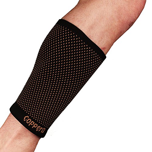 BambooMN Copper D Compression Calf Sleeve - color: Black Partial Dots, size: Small - Medium